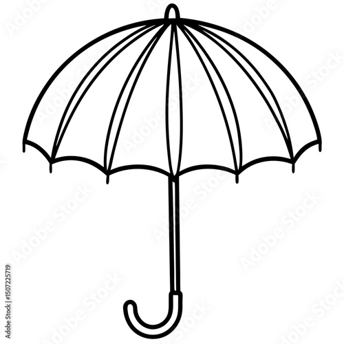 Simple Black Umbrella Silhouette Vector on White Background