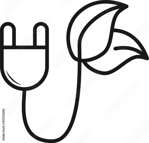 leaf and electric icon natural energy icon