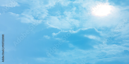 The blue sky and white clouds air indicate pure and fresh, bright weather canvas splashed with  store,m focusing on the clouds, a sunny day 