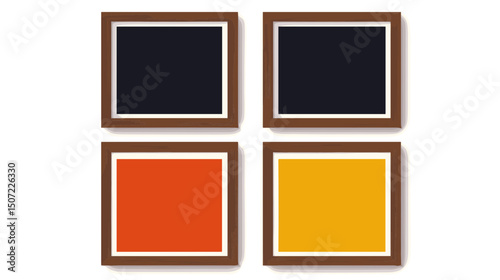 Four Square Frames Displaying Different Colors on a White Background Offering a Variety of Options in Art and Decoration