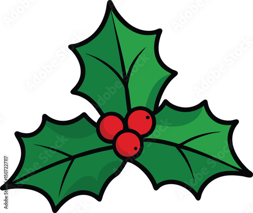 christmas holly leaves and berries