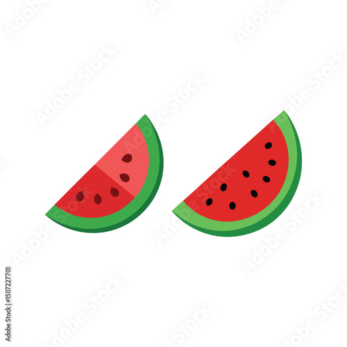 Vector art of Two watermelon slices isolated on white background, summer fruit icon