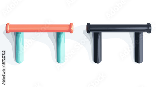 Isolated Two Dimensional Plumbing Fixtures with Blue and Salmon Hues