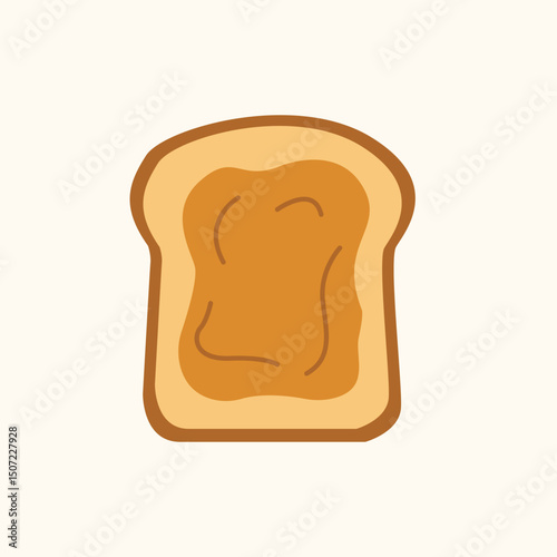 Flat Design Illustration of Toast with Peanut Butter