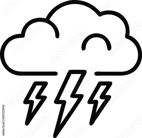 Abstract Weather Icon Vector — Lightning and Cloud Storm Pictogram