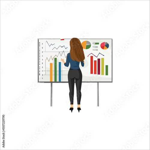 image of a girl from the back standing in front of a board with different indicators
