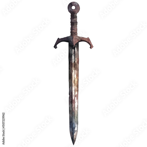Sword, isolated watercolor illustration