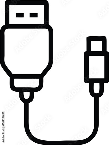 Abstract Flat Electric Plug and Cable Icon – Stylish Technology and Energy Vector Illustration