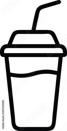 Disposable Drink Cup with Straw Icon – Refreshing Beverage and Takeaway Illustration