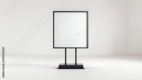 Indoor Pedestal Steel Sign Stand poster banner advertisement Display, Lobby Menu Board, 3D Illustration