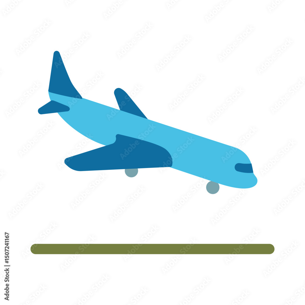 Fototapeta premium Airplane landing illustration, clipart, isolated on white background
