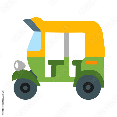 auto rickshaw (tuk-tuk) illustration, clipart, isolated on white background