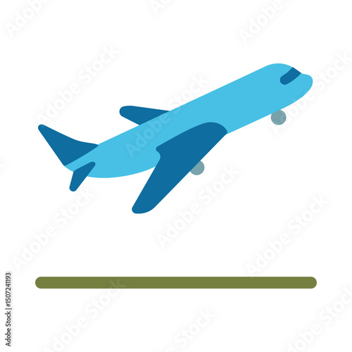 Airplane departure illustration, clipart, isolated on white background