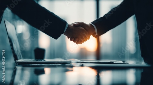Business deal corporate office business meeting urban environment close-up professionalism and partnership