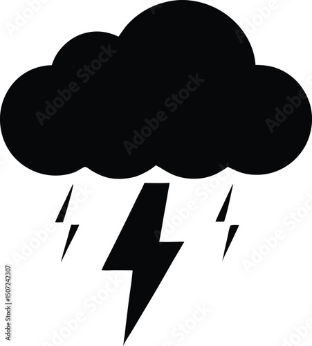 Rain cloud vector silhouette vector, Rain cloud thunderstorm icon silhouette vector design illustration