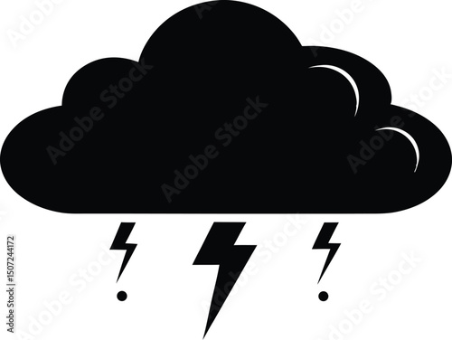 Rain cloud vector silhouette vector, Rain cloud thunderstorm icon silhouette vector design illustration