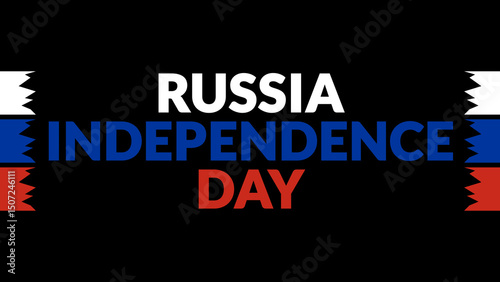 Russia Independence Day text with side lines on a black background. Which is observed every year in June to celebrate Russia Independence Day.