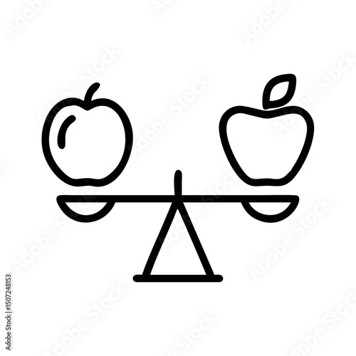 Apples balanced on a scale representing equality and comparison  