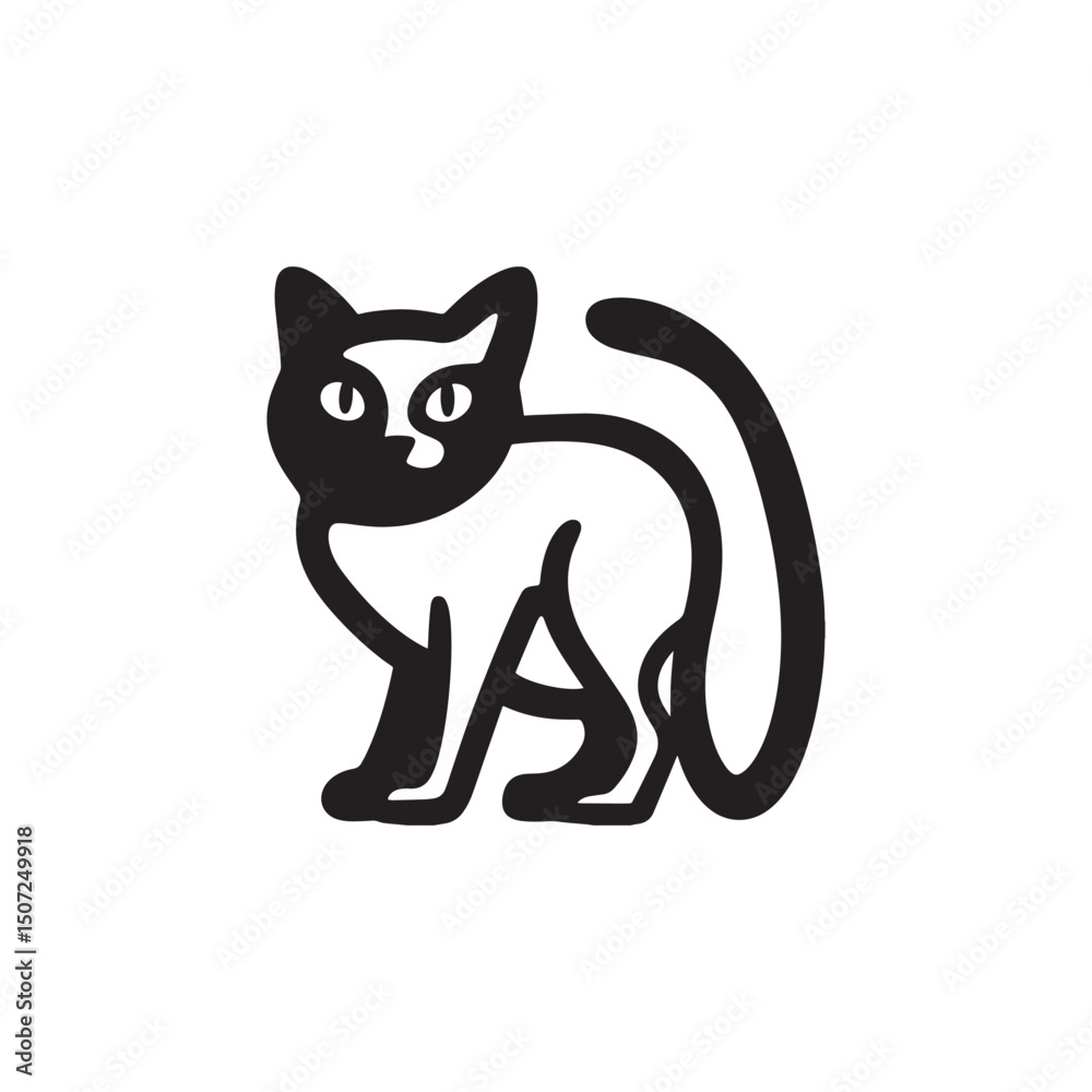 Cute black kitten or cat animal silhouette vector illustration on a white background Cute black kitten or cat animal silhouette vector illustration on a white background