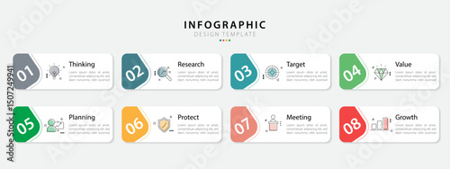 Timeline Creator infographic template. 8 Step timeline journey, calendar Flat simple infographics design template. presentation graph. Business concept with 8 options, gantt vector illustration.