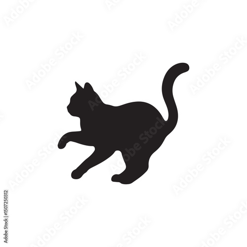 Black cat animal silhouette vector illustration