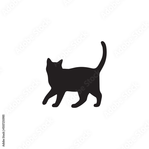 Black cat silhouette isolated vector illustration on white background