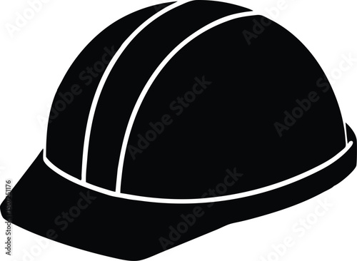 Construction helmet, safety helmet, hard hat, safety equipment silhouette icon vector illustration