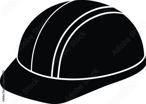 Construction helmet, safety helmet, hard hat, safety equipment silhouette icon vector illustration