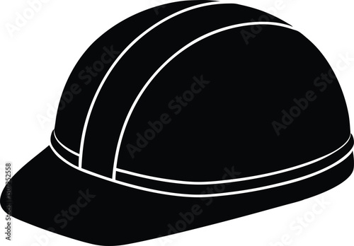 Construction helmet, safety helmet, hard hat, safety equipment silhouette icon vector illustration