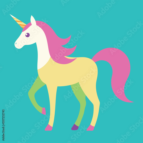 Enchanted Pastel Unicorn Illustration Magical Creature Design, Fairytale Horse, Mythical Pony, Fantasy Art, Vector Graphic