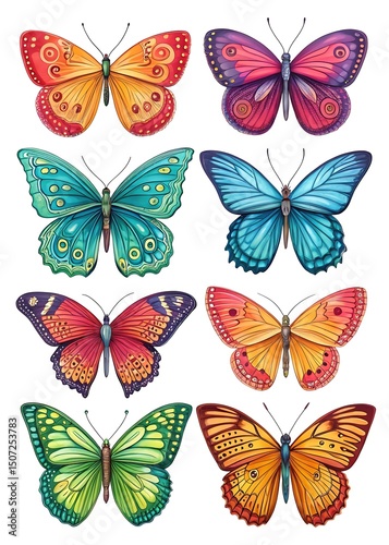 Wallpaper Mural Butterflies Clip Art Set, Bright and Bold Wings, Artistic Insect Collection, Colorful Bug Design Torontodigital.ca