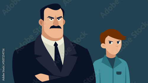 Detective Figure A seriouslooking detective stands next to the suspect arms crossed wearing a blazer. Their expression is focused and determined.