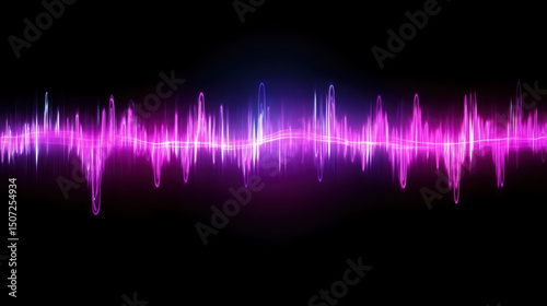 Futuristic abstract soundwave with vibrant pink and blue light patterns