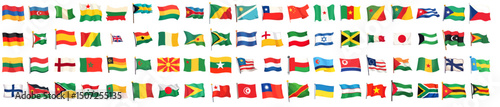 Collection of national flags arranged in a colorful pattern  