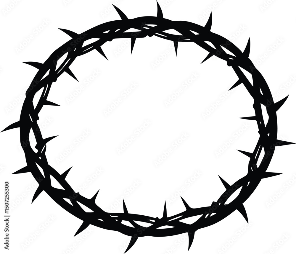 Obraz premium Jesus Christ crown of thorns vector, Black crown of thorns Eps isolated vector illustration