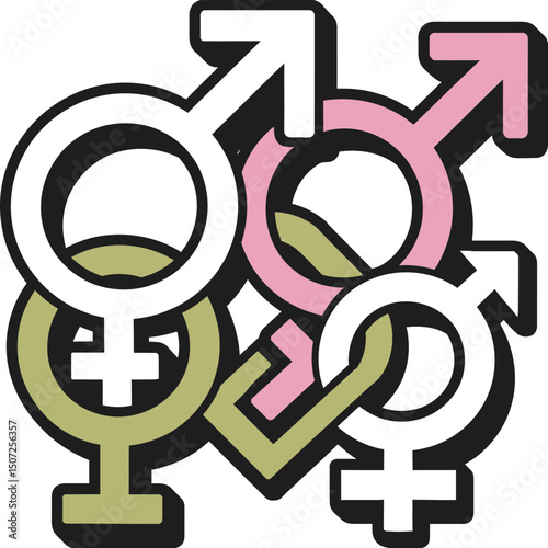 Gender symbols in rainbow color vector art celebrating pride love equality and inclusive identity awareness