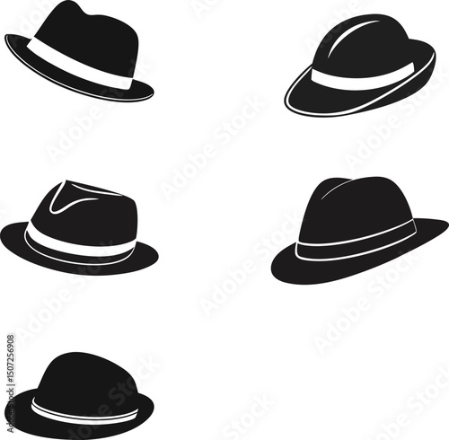 Collection of Black Fedora Hat, hat icon, hat symbol