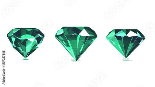 Collection of Emerald Green Gems Isolated on White Background Design for Jewels and Precious Stones