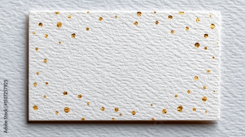 Elegant White Card with Gold Confetti  Festive Texture  Blank Space