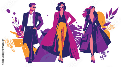 fashionable woman with glasses and abstract design elements background

