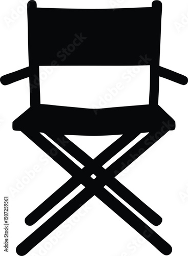 Director Chair Silhouette Vector, 
Simple Sun lounger Silhouette,Patio chair silhouette vector illustration