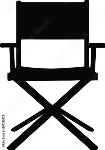 Director Chair Silhouette Vector, 
Simple Sun lounger Silhouette,Patio chair silhouette vector illustration