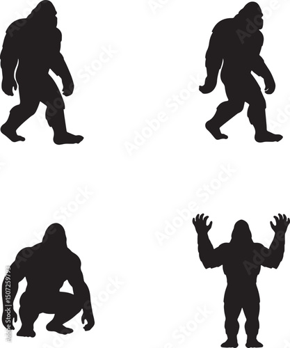 Bigfoot Silhouettes Four Unique Poses of the Legendary Cryptid