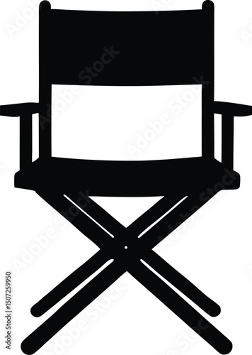 Director Chair Silhouette Vector, 
Simple Sun lounger Silhouette,Patio chair silhouette vector illustration
