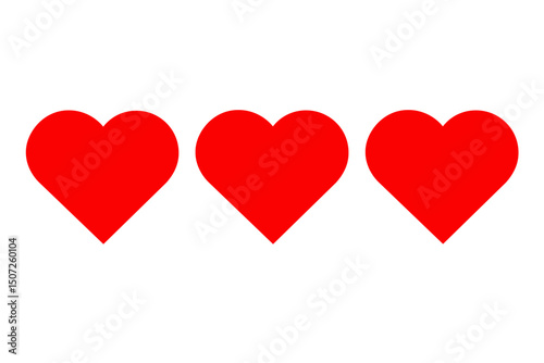 Three red hearts are aligned horizontally in the center of the image. Given the website context, these could represent likes or some sort of rating.

