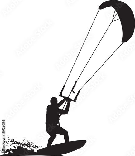 Thrilling Kiteboarding Silhouette Action Watersports Adventure