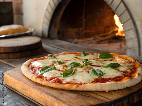 pizza on a wooden board