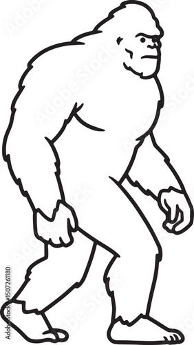 Bigfoot Illustration Line Art of the Legendary Cryptid