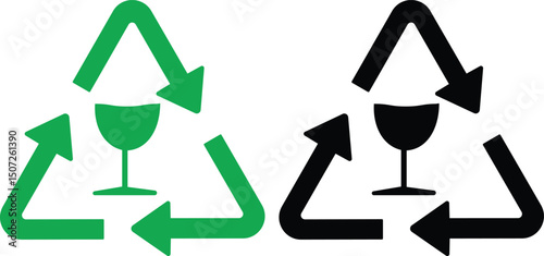 collection of recycle icon vector illustration. Recycle symbols isolated.  recycling symbol with a glass in it. editable icon.
