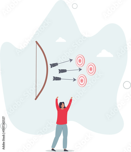 Multitasking or multiple purpose strategy, aiming for many targets or goal, skillful professional to achieve success in work and career concept. character life .